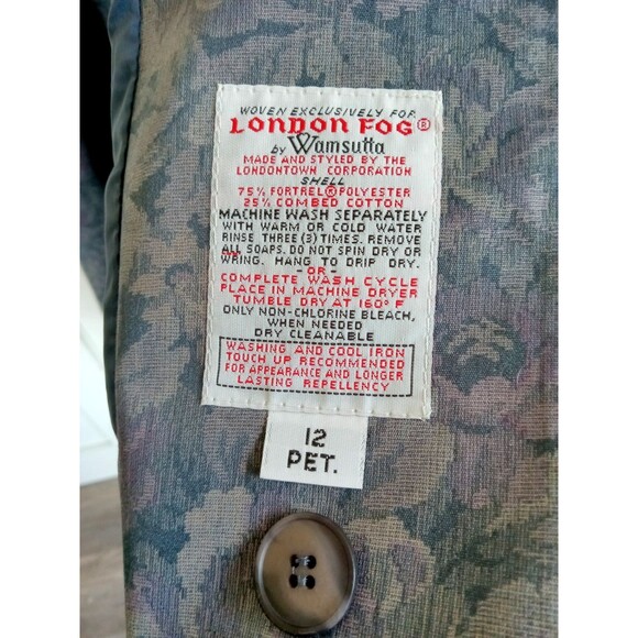VTG London Fog Wamsutta Woven Tapestry Trench Coat Wms Sz 12 Petite - Picture 4 of 15